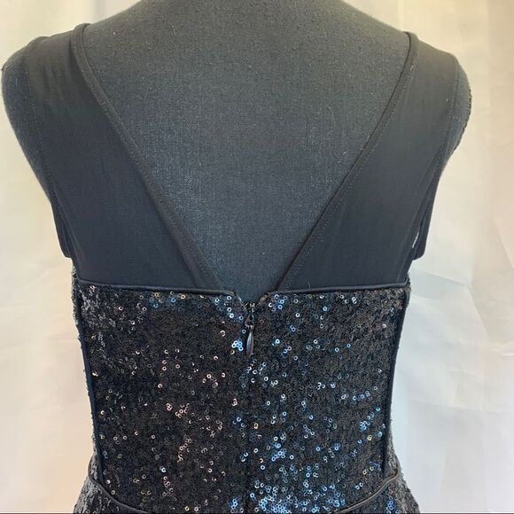 Bebe Black sequin stretchy peplum mini clubwear cocktail dress size medium - Picture 8 of 16